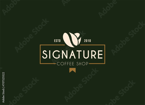 Signature coffee shop logo. Vintage Coffee Shop Logo Design