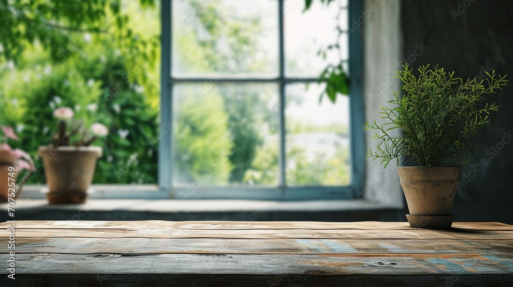 Table background of free space and window Table background of free space and window