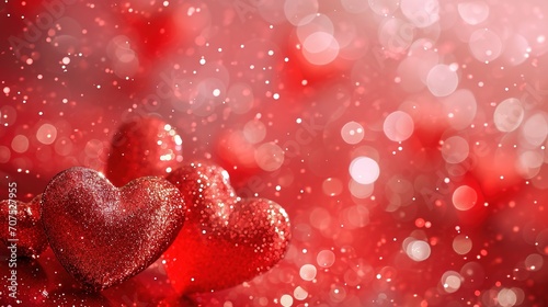 Valentines day background banner - abstract panorama background with red hearts