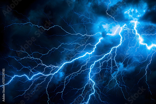 Abstract background of blue lightning