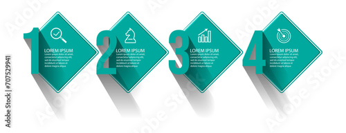 business infographic 4 parts or steps, there are icons, text, numbers. Can be used for presentation banners, workflow layouts, process diagrams, flow charts, info graphics, your business presentations