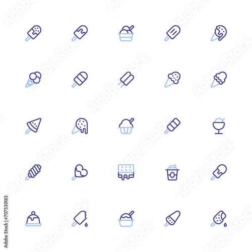 Ice Cream Duoline 2D Icon Collection with Editable Stroke and Pixel Perfection