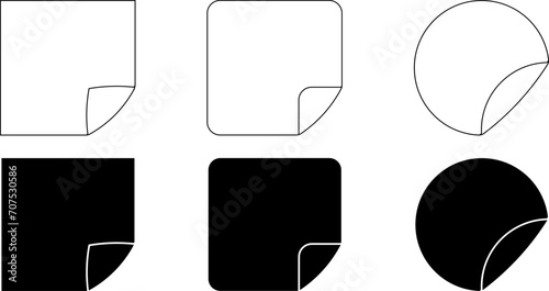 outline silhouette adhesive folded icon set