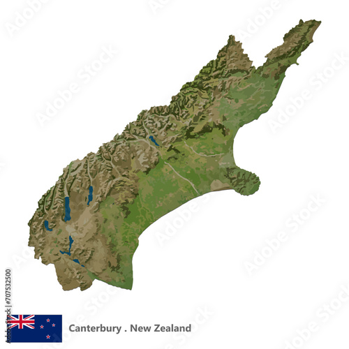 Canterbury, Region of New Zealand Topographic Map (EPS)