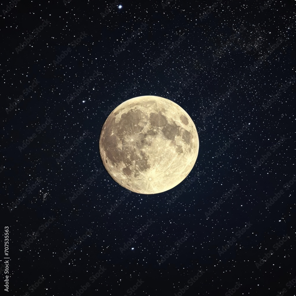 Obraz premium A bright full moon in a starry night sky
