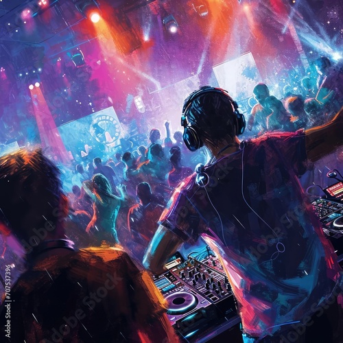 A high-energy dance club scene with djs and partygoers Capturing the nightlife Music And vibrant energy of the clubbing scene