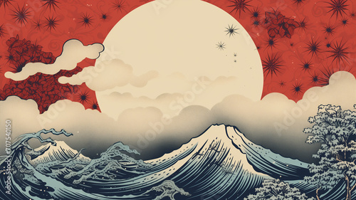 Modern, retro, traditional and classic Japanese Ukiyo-e style design