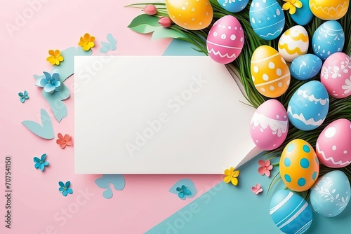 Easter Spring Holiday Celebration Greeting Card Template