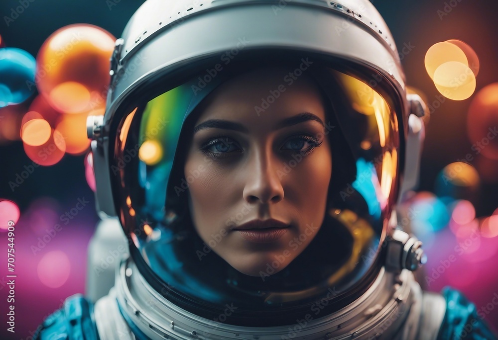 Beautiful painting of an astronaut in in a colorful bubbles galaxy on a different planet Pop Beautiful painting of an astronaut in in a colorful bubbles galaxy on a different planet Pop