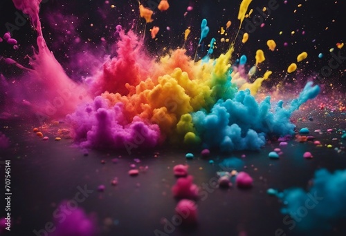 Colorful rainbow holi paint splash color powder explosion image