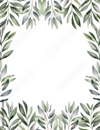 Watercolor Leaves Border Frame