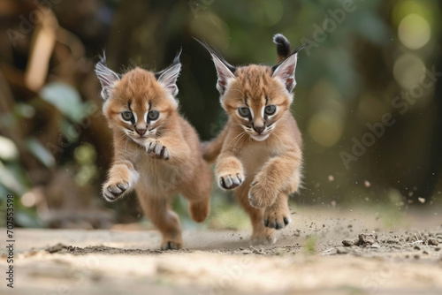 Playful Caracal kittens