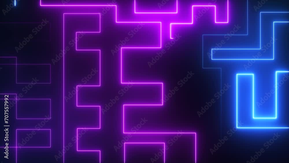 3d animation. Abstract neon background of bright lines glowing in the dark. Modern futuristic technology concept. Seamless loop video 3d animation. Abstract neon background of bright lines glowing in the dark. Modern futuristic technology concept. Seamless loop video
