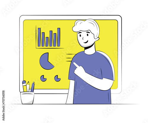 Student is Displaying a Graph | Education Illustration Series 