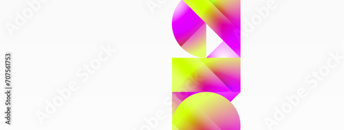 Serene gradient template. Circles and triangles mingle in minimalist perfection. Gentle fusion of forms and hues creates balanced yet captivating backdrop, embodying modern sophistication