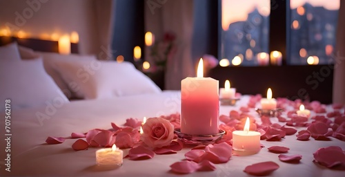 candles and rose petals