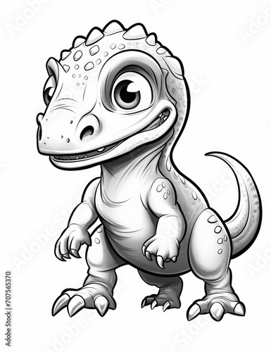 coloring pages for kids and adults  Cute Dinosaur cartoon. Black and white lines. Coloring page for kids. Activity Book.