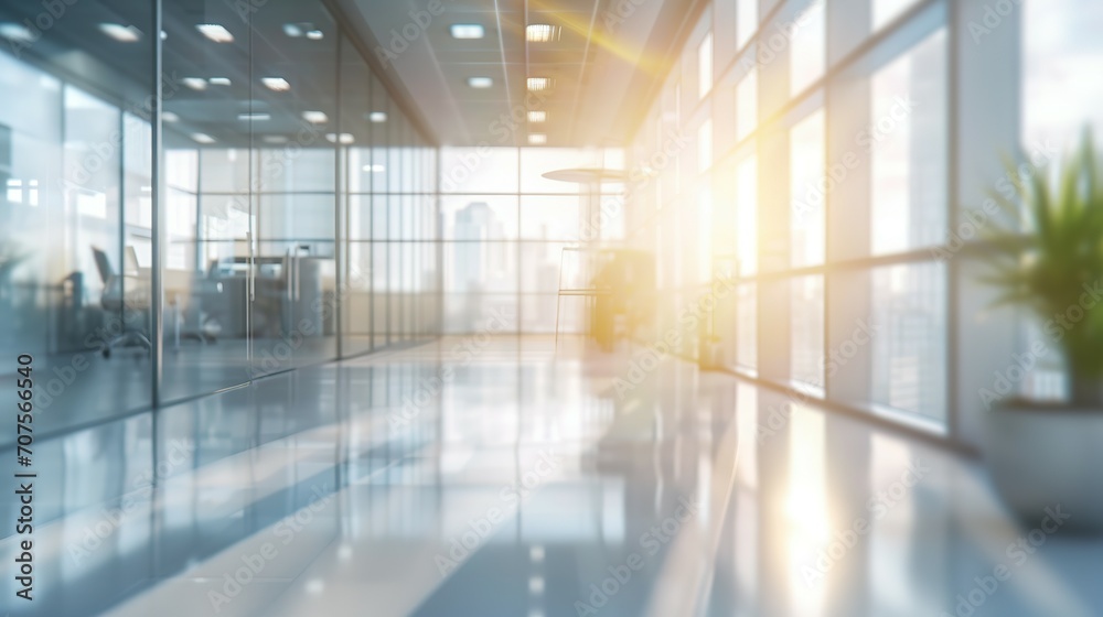 Beautiful blurred background of a light modern office interior with panoramic windows and beautiful lighting. Beautiful blurred background of a light modern office interior with panoramic windows and beautiful lighting.