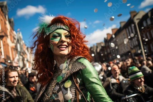  Ireland, St. Patrick's Day parade, vibrant, joyous, street view