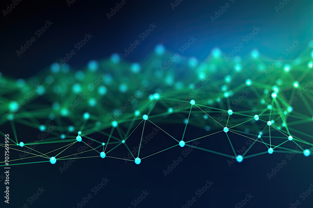 Futuristic Blue and Green Network Lines: High-Tech Digital Connectivity Background Futuristic Blue and Green Network Lines: High-Tech Digital Connectivity Background