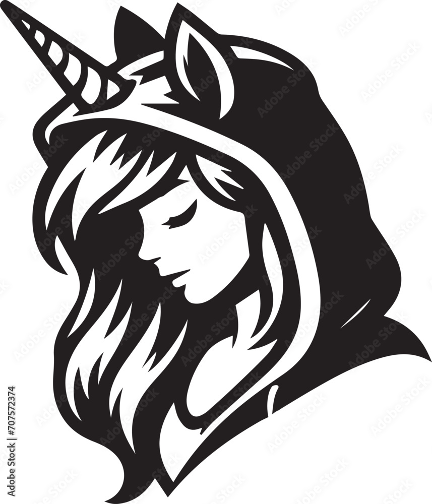 Girl Wearing Unicorn Hoodie Looking Cute Girl Wearing Unicorn Hoodie Looking Cute