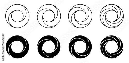 Abstract minimal circular designs isolated on white background. Vector illustration. photo
