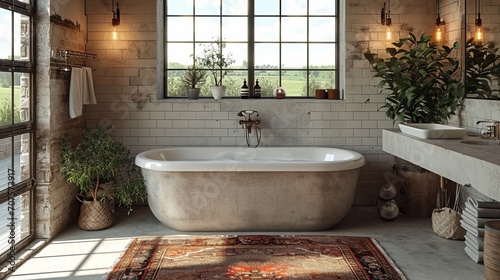 Interior of the room. Style Industrial. Bathroom.