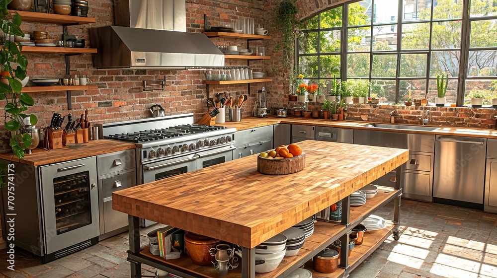 Interior of the room. Industrial style. Kitchen. Interior of the room. Industrial style. Kitchen.