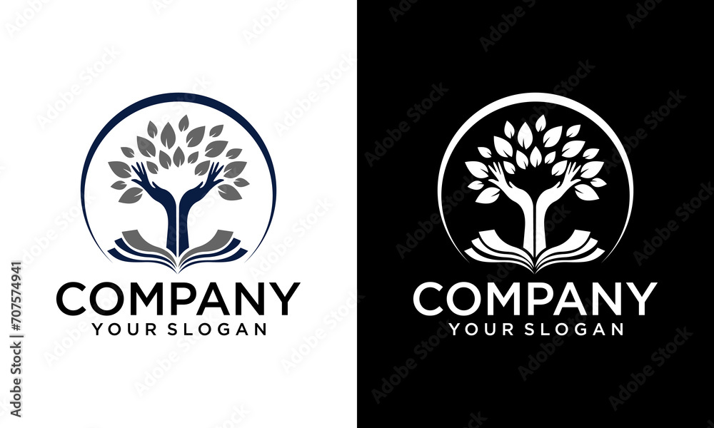 Creative Book tree hand vector design representing school logo, education emblem concept. Creative Book tree hand vector design representing school logo, education emblem concept.