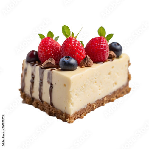 Realistic Isolate creamy desert piece of cake on transparent background 