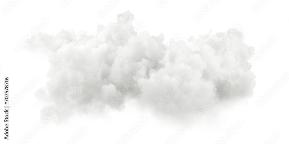 White cotton cloud free shapes flowing on transparent backgrounds 3d illustrations