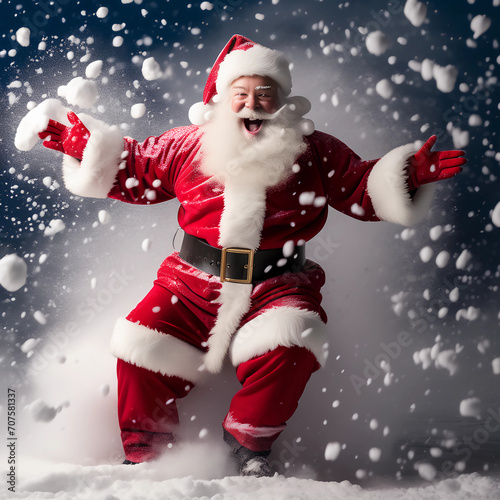 Santa in the snow with gifts covered in snow celebrating happy valentines day sharp focus emitting diodes smoke aril on white background, Ai generate