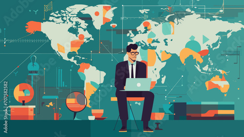 World wide business concept image. Vector illustration.