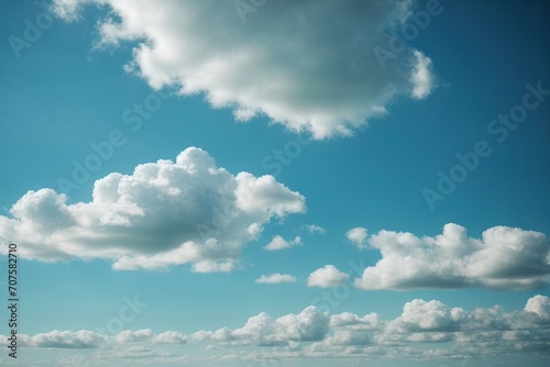 Sunny summer blue sky sunshine view with clear cloud sunlight at sunrise generative ai background