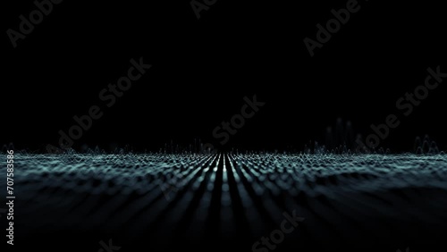 Abstract seamless looping artistic digital technology music equalizer detailed lines on black background. photo