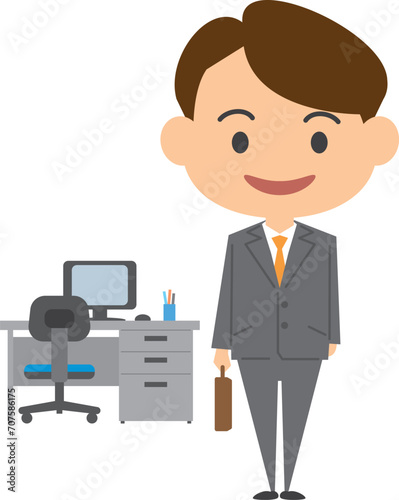 オフィスで働く男性のイメージイラスト