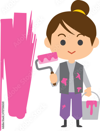 女性塗装職人のイメージイラスト