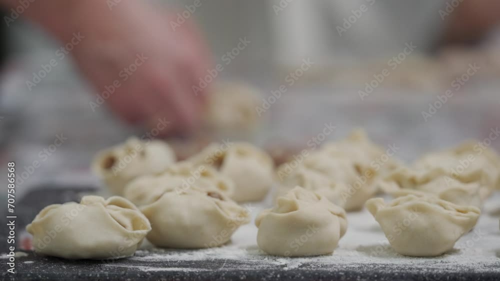 preparing dumplings stuffed with meat in the kitchen preparing dumplings stuffed with meat in the kitchen
