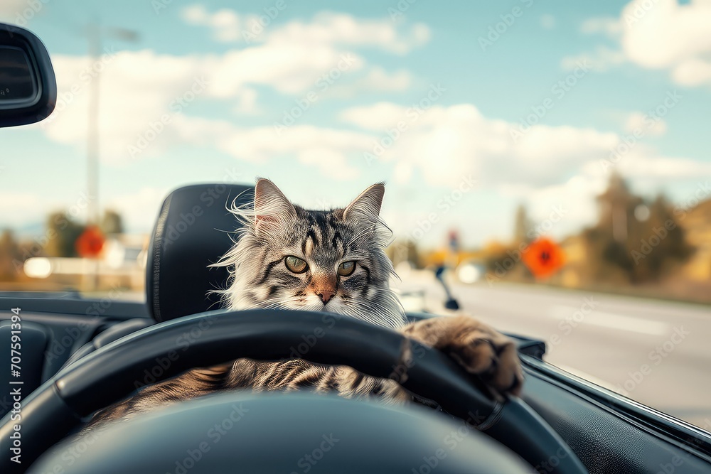 cat on the road