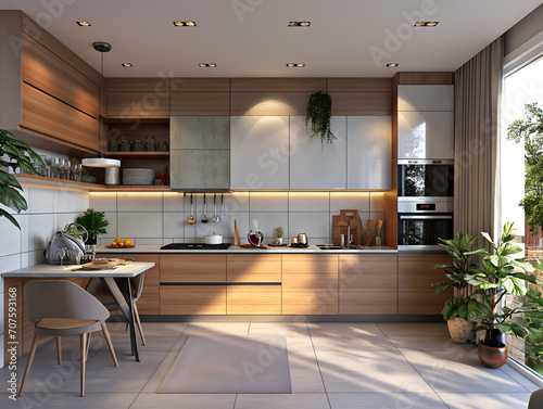 modern kitchen interior with kitchen © Anuson