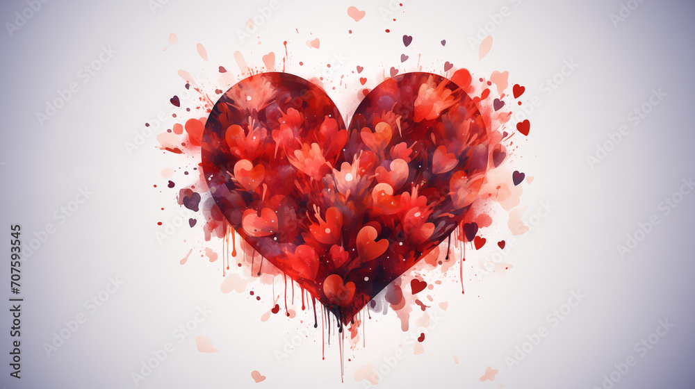 Red heart brush hand drawn icon on white background Red heart brush hand drawn icon on white background