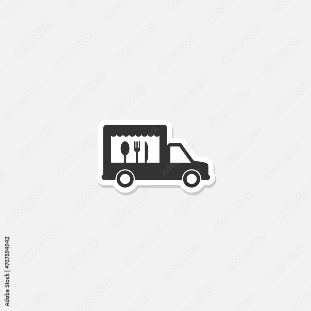 Food truck icon sticker isolated on gray background