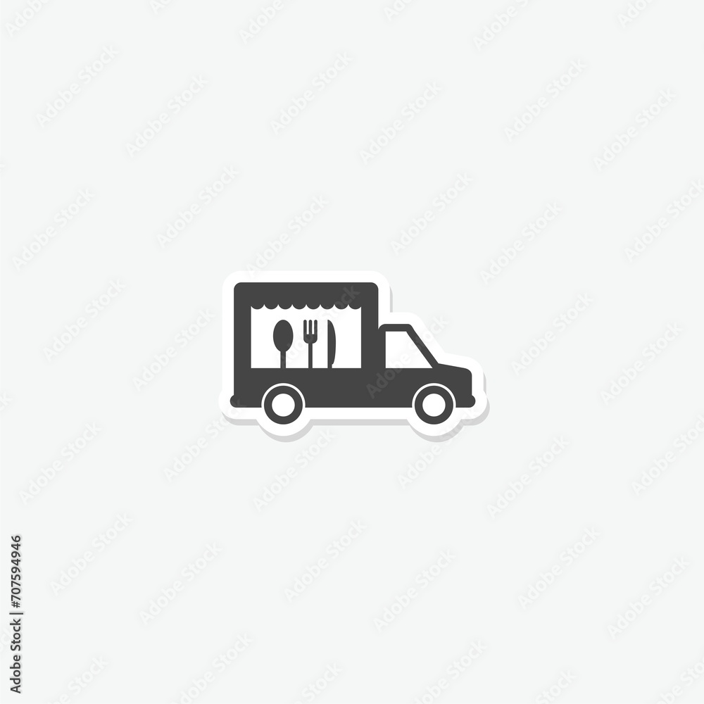 Food truck icon sticker isolated on gray background