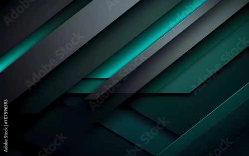 Glowing dark green blue and gray abstract background geometry and layer elements vector. generative ai