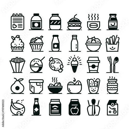 food and drink icons line art design