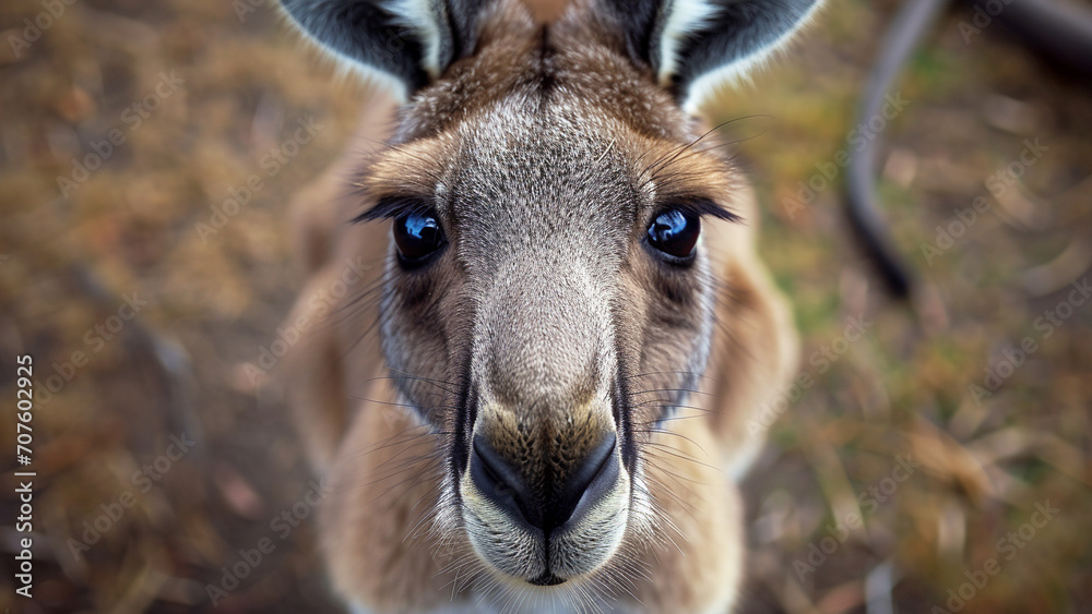 Kangaroo Close Up the Intriguing Gaze of Nature's Marvel