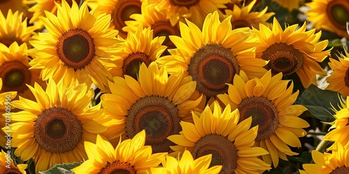 A sunflower bouquet is bathed in sunlight, accentuating the vibrant yellow hues and creating a lively and cheerful display of natural beauty.