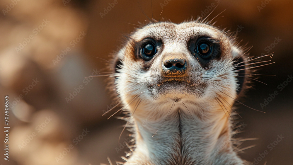 Fototapeta premium Meerkat A Close Up into the Focused Eyes of a Curious Creature
