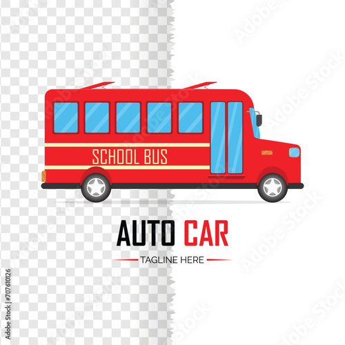Passenger cartoon style school bus modern auto vehicles, wheeled motor transport designs © Surkhab