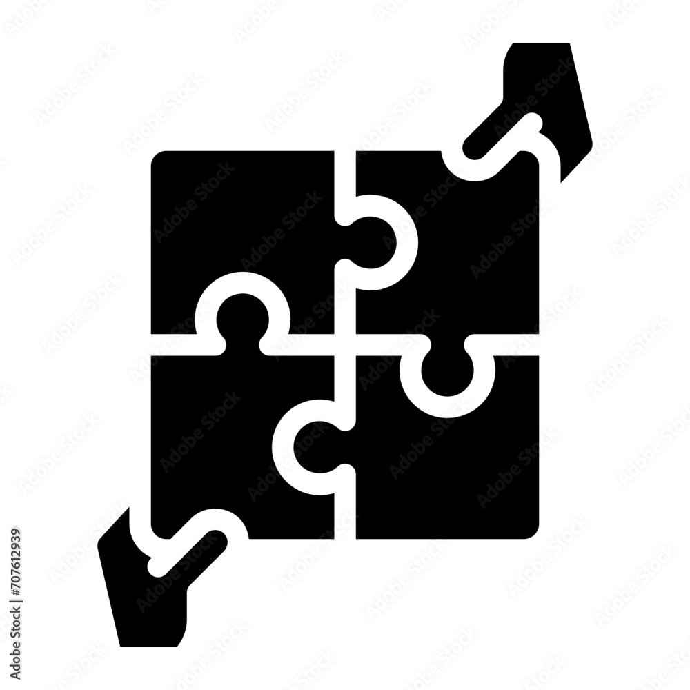 Hands jigsaw solution.  hand hold connected puzzle